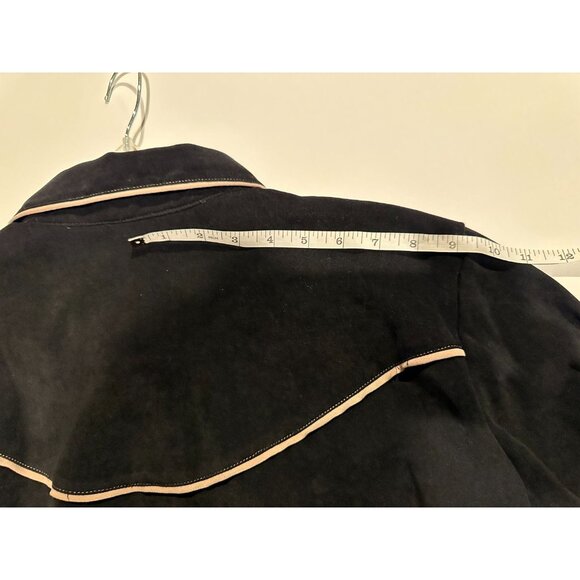 Vtg 90s Rough Rider Circle T Western Shirt Black Faux Suede Snap Front Size XL - Picture 7 of 9